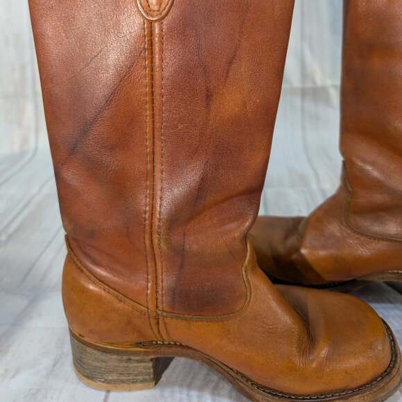 Vintage Double H Boots Brown Leather Campus Style Women - Picture 8 of 15